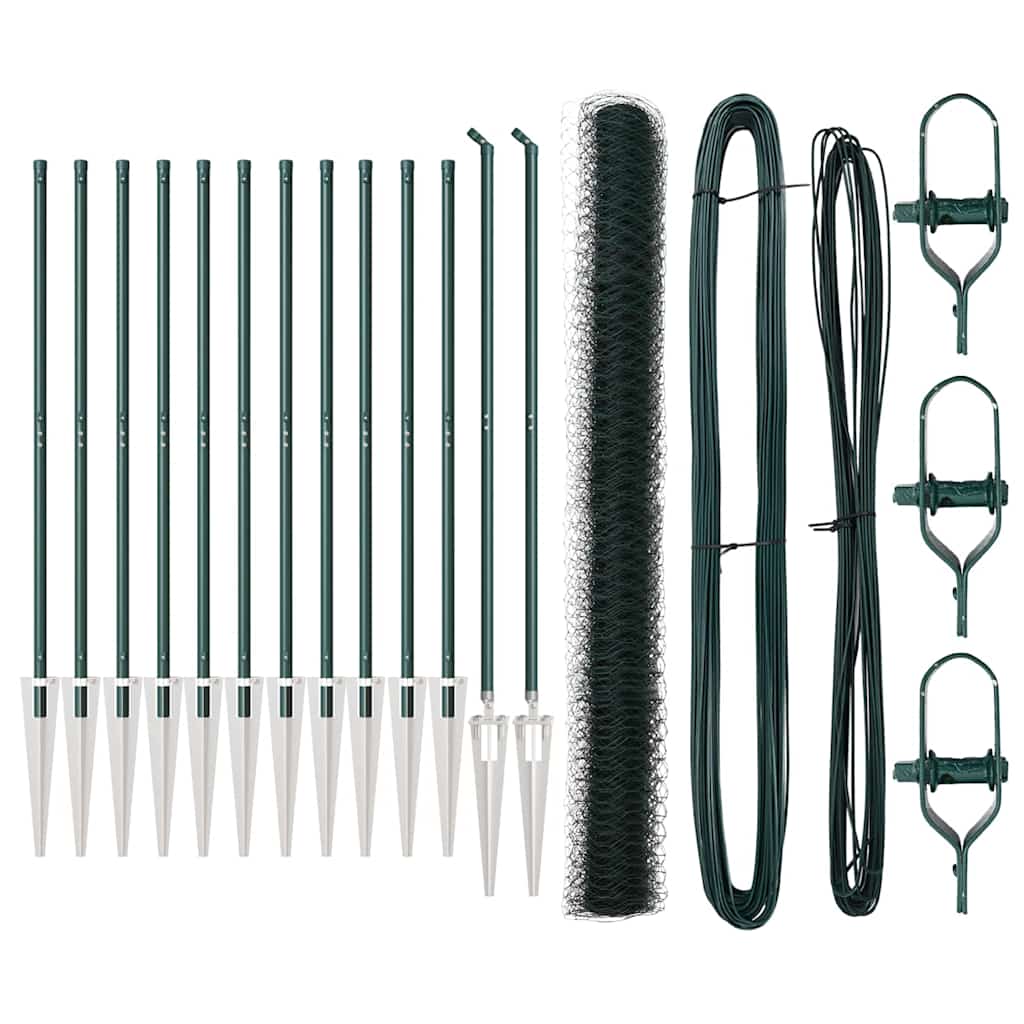 vidaXL Hexagon Fence Πράσινος 1.6x25 μ Χάλυβας