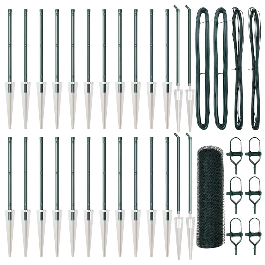 vidaXL Φράχτης με Στήλες. Πράσινο 0.5 x 50 μ. Ατσάλι με επικάλυψη PVC