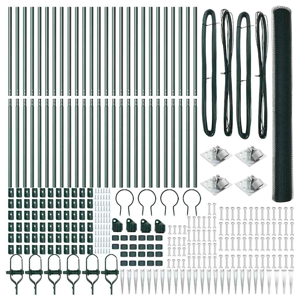 vidaXL Εξάγωνος Φράχτης Πράσινος 1,5x50 m Ατσάλι