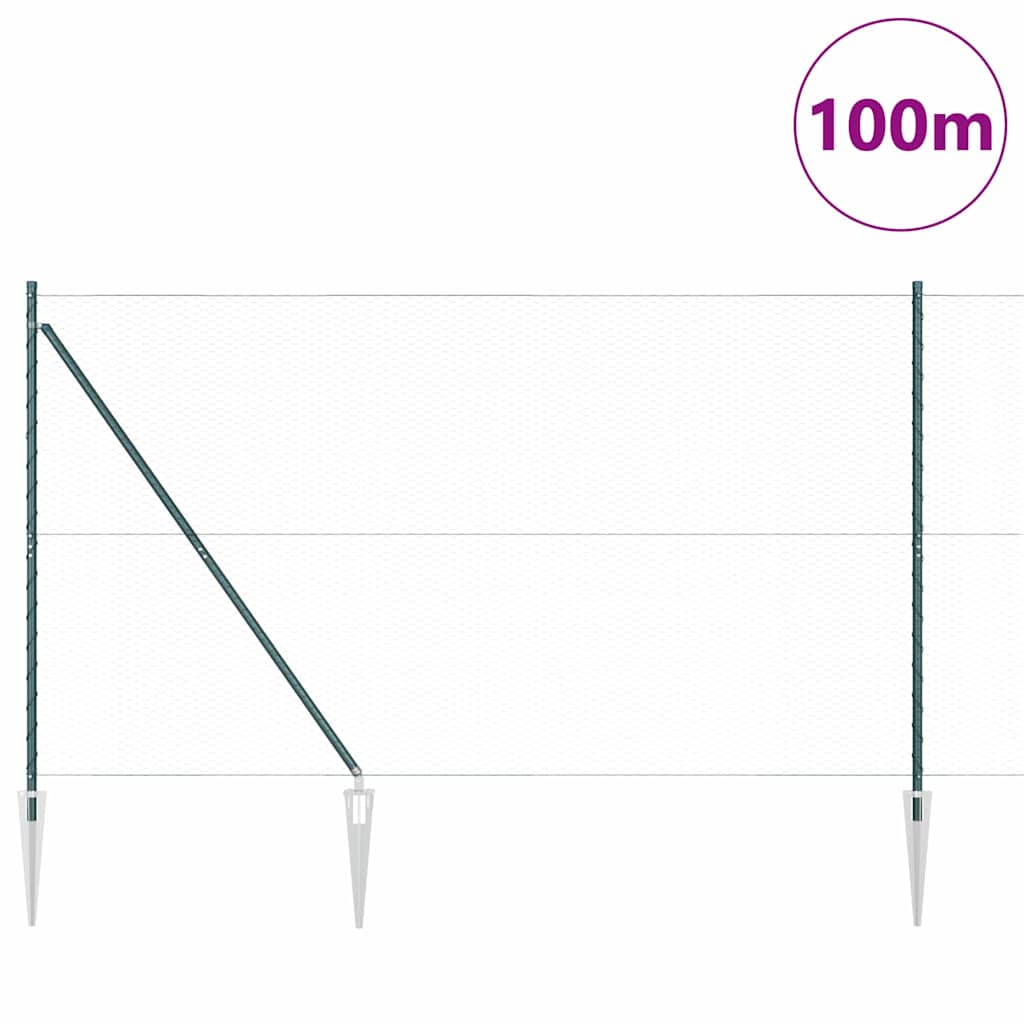 vidaXL Εξαγωνική Φράχτη με Στύλο 100 x 1,5 μ PVC-Επικαλυμμένο Ατσάλι