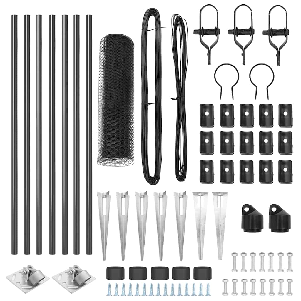 vidaXL Φράχτης με Στήλες. Γκρι 0.4 x 10 μ Ατσάλι με επικάλυψη PVC