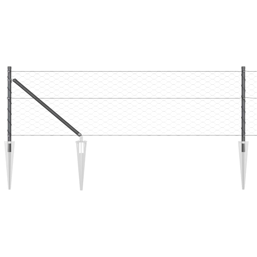 vidaXL Εξαγωνικός Φράκτης Γκρι 0.6x10 m Ατσάλι