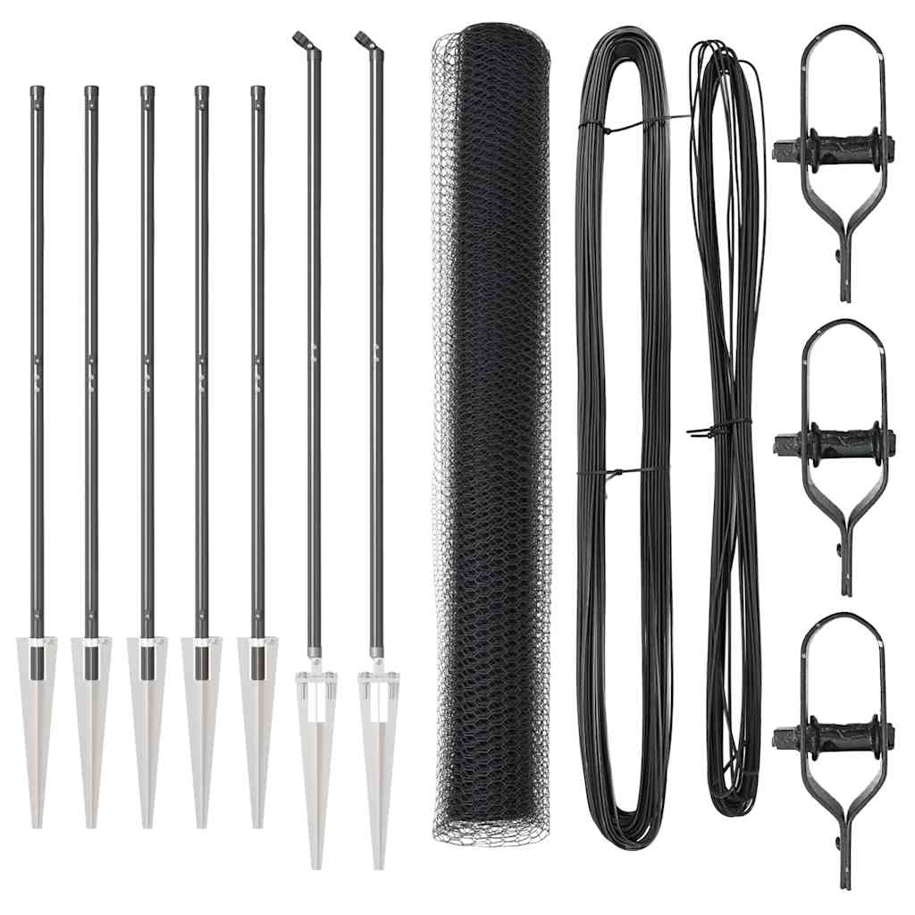 vidaXL Εξάγωνη Περίφραξη Γκρι 1.4x10 μ Ατσάλι