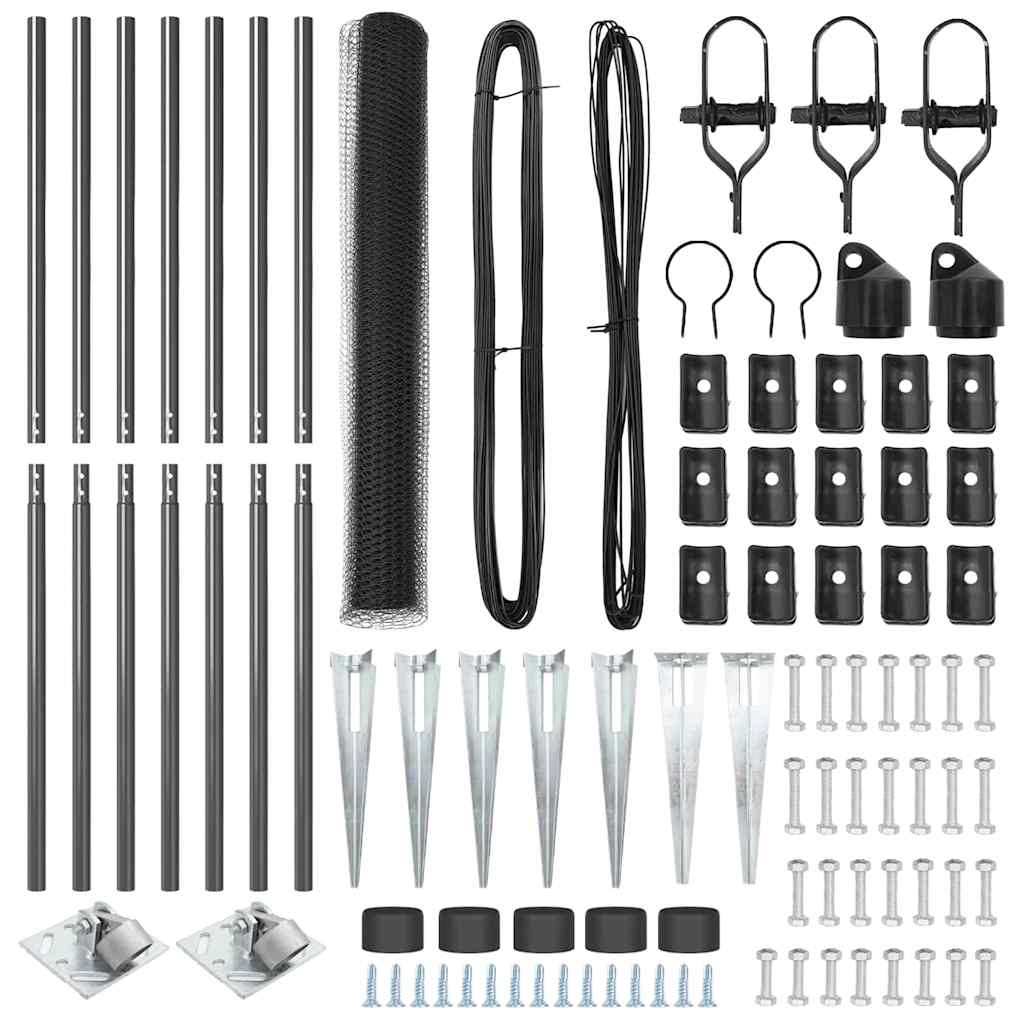 vidaXL Εξάγωνη Περίφραξη Γκρι 1.4x10 μ Ατσάλι