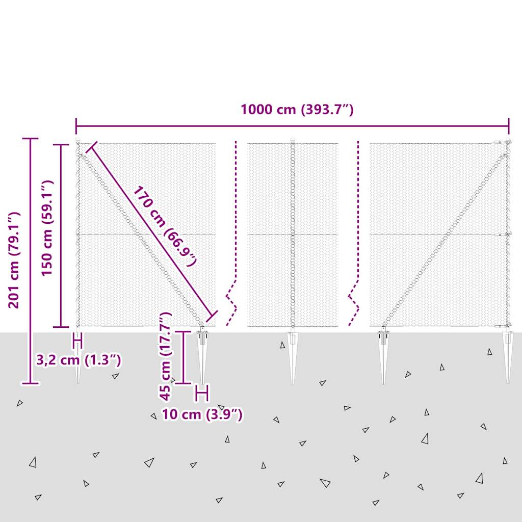 vidaXL Περίφραξη Εξαγωνική Γκρι 1,5x10 μ. Χάλυβας
