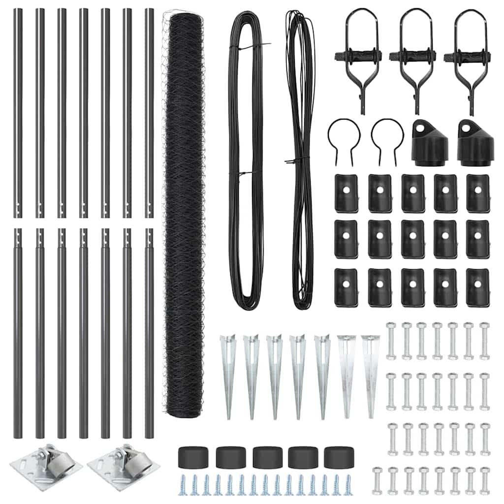 vidaXL Εξάγωνη Παράγκα Γκρι 1.5x10 μ Χάλυβας