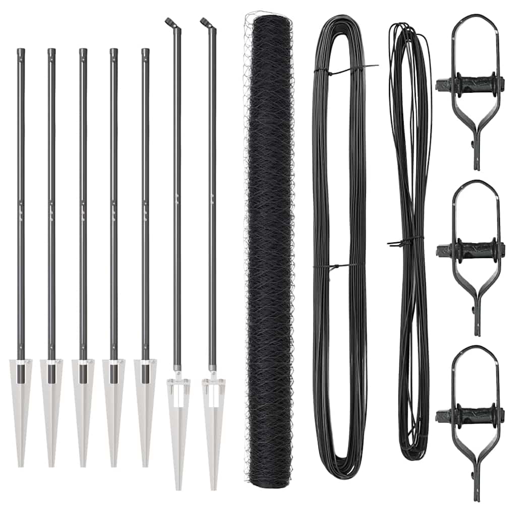 VidaXL Εξαγωνικός Φράκτης Γκρι 1.6x10 μ Χάλυβας