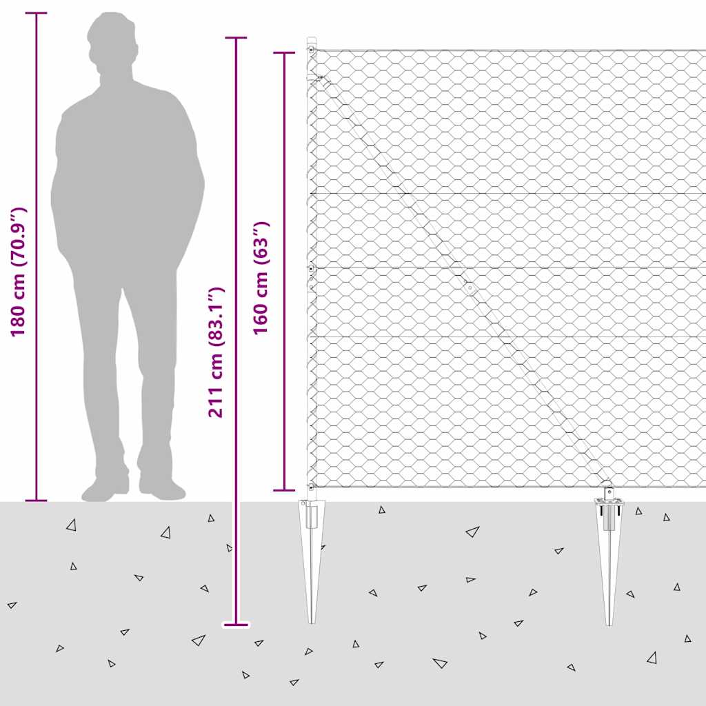 vidaXL Γκρι Εξάγωνος Φράκτης 1,6x10 μ Ατσάλι