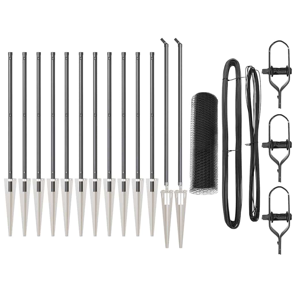 vidaXL Φράχτης με Στυλίσκους Γκρι 0.4 x 25 μ Ατσάλι με επικάλυψη PVC