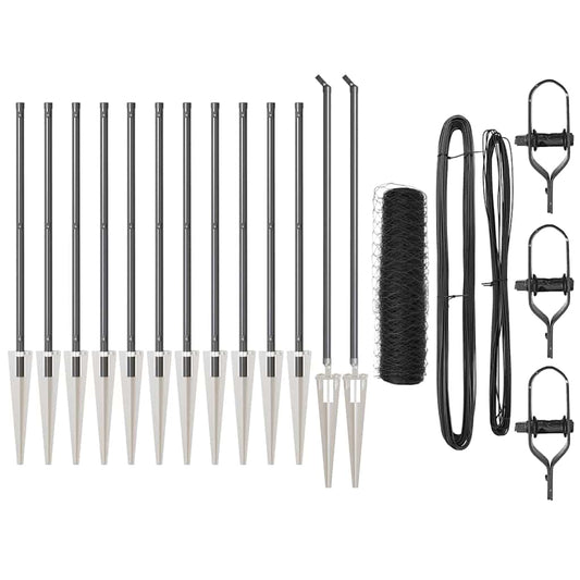 vidaXL Εξάγωνη Περίφραξη Γκρι 0.4x25 μ. Ατσάλι