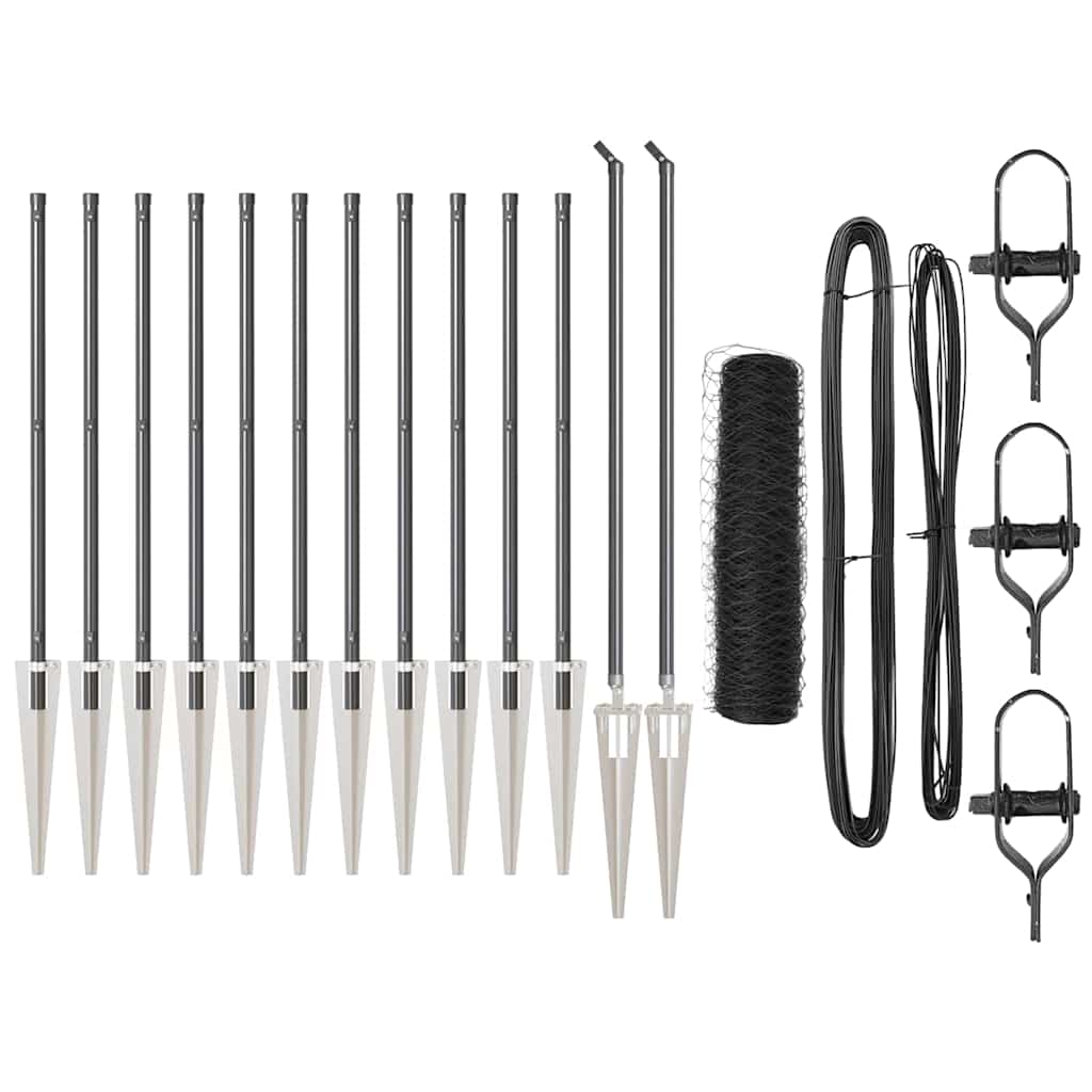 vidaXL Σετ Φράχτη Σετ 2 τεμαχίων Γκρι Μέταλλο 25 x 0.5 μ Ανθεκτικό