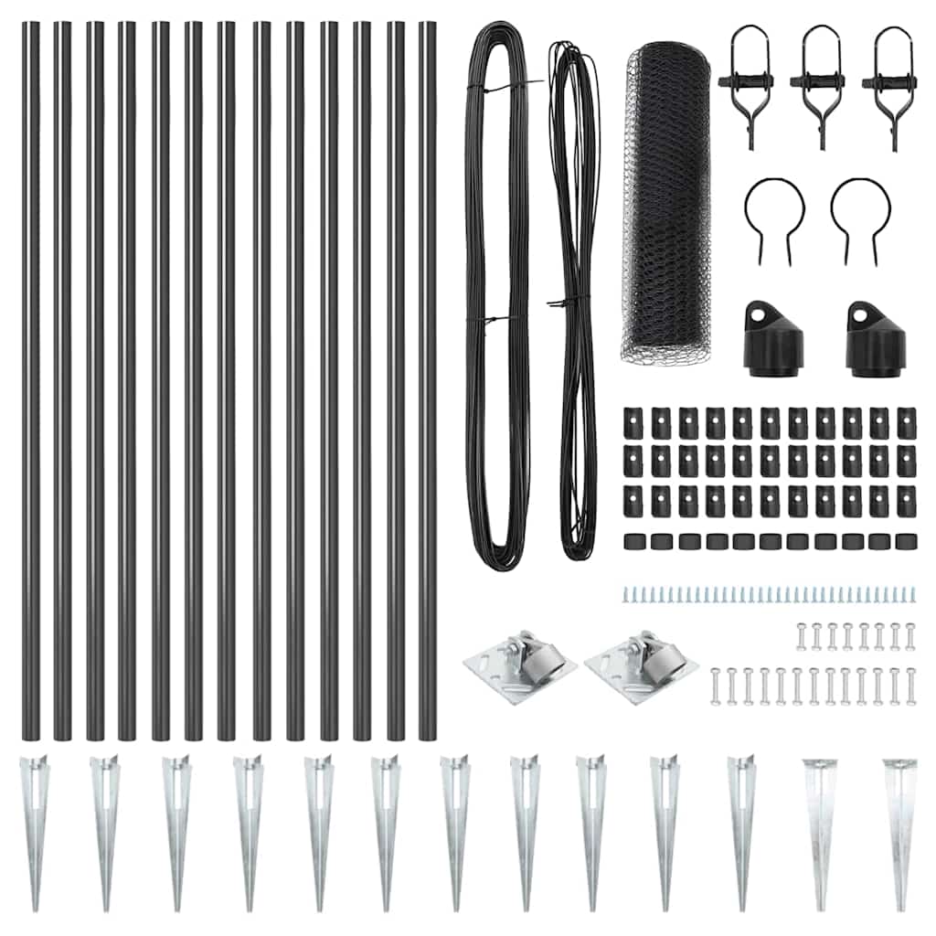 vidaXL Σετ Περίφραξης Σετ των 2 Γκρι Ατσάλι με Επίστρωση Σκόνης 25 x 1 μ