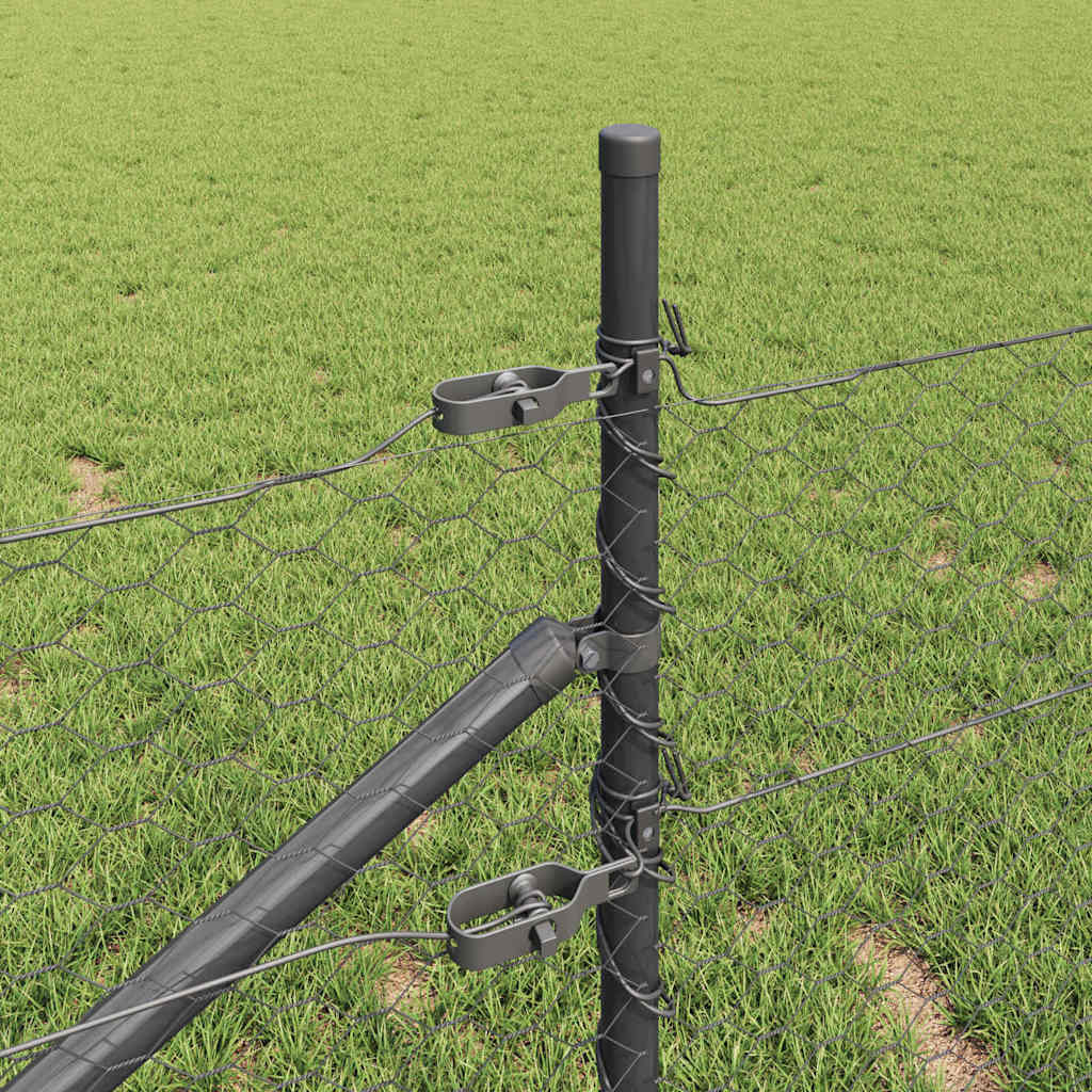 vidaXL Φράχτης Έξιγωνο με 13 Στήλες Στήριξης 1x25 μ Γαλβανισμένος Χάλυβας