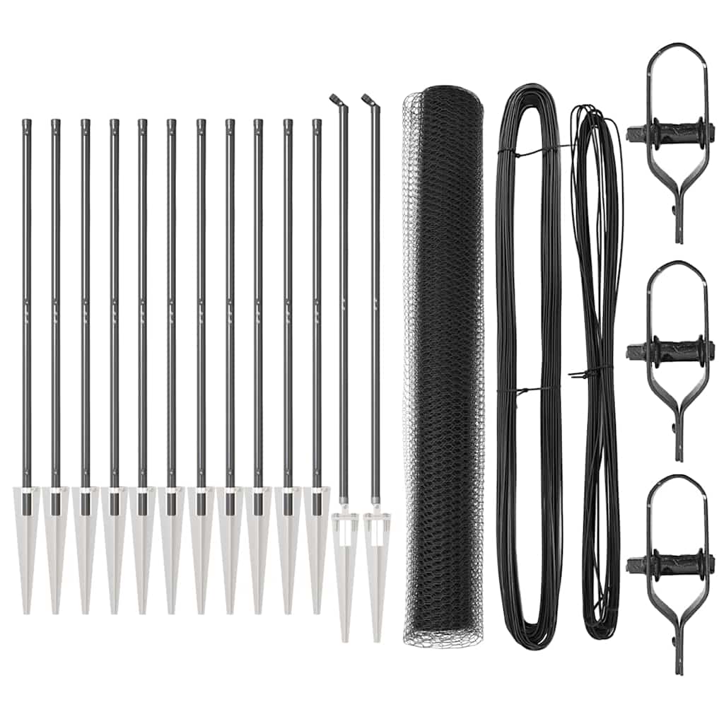 vidaXL σετ περίφραξης Σετ 2 Γκρι Μέταλλο, Πλαστικό 25 x 1.2 μ