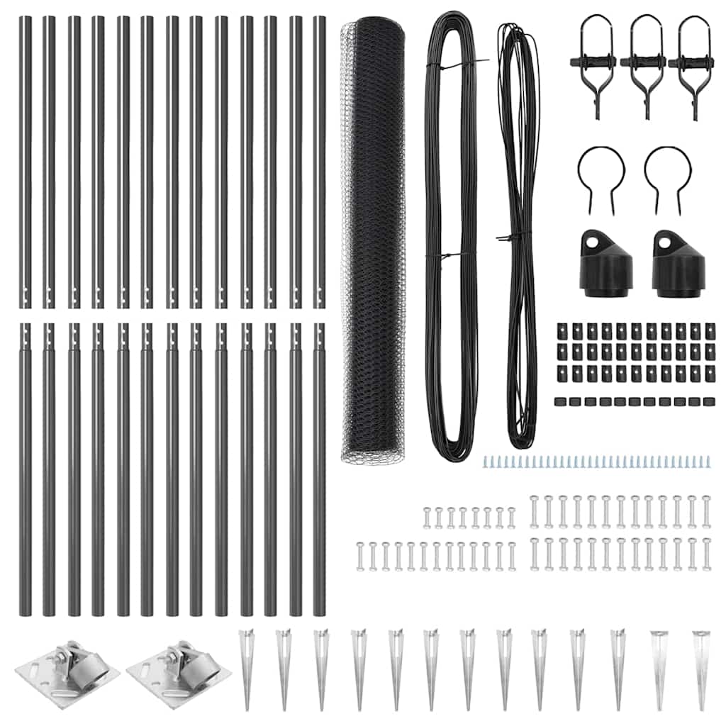 vidaXL σετ περίφραξης Σετ 2 Γκρι Μέταλλο, Πλαστικό 25 x 1.2 μ