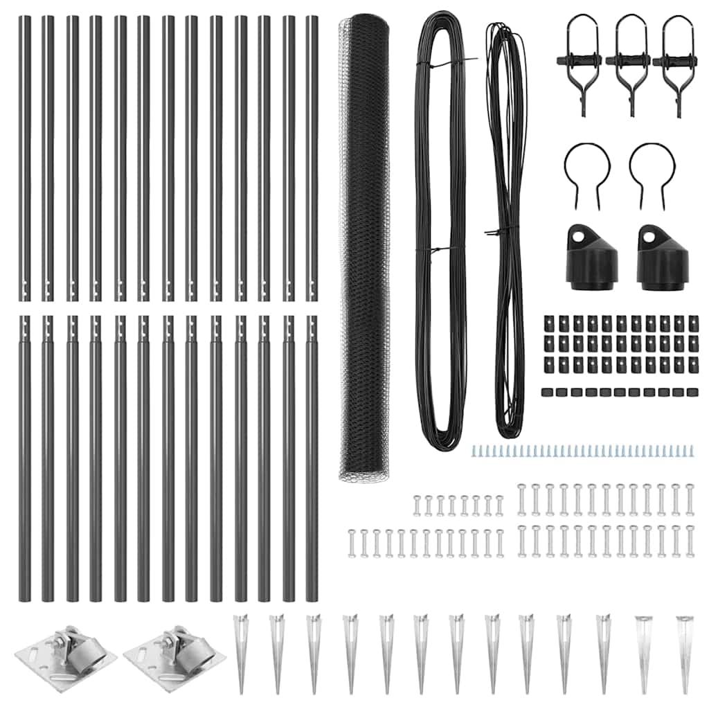 vidaXL Εξάγωνος Φράχτης Γκρι 1.6x25 μ Ατσάλι