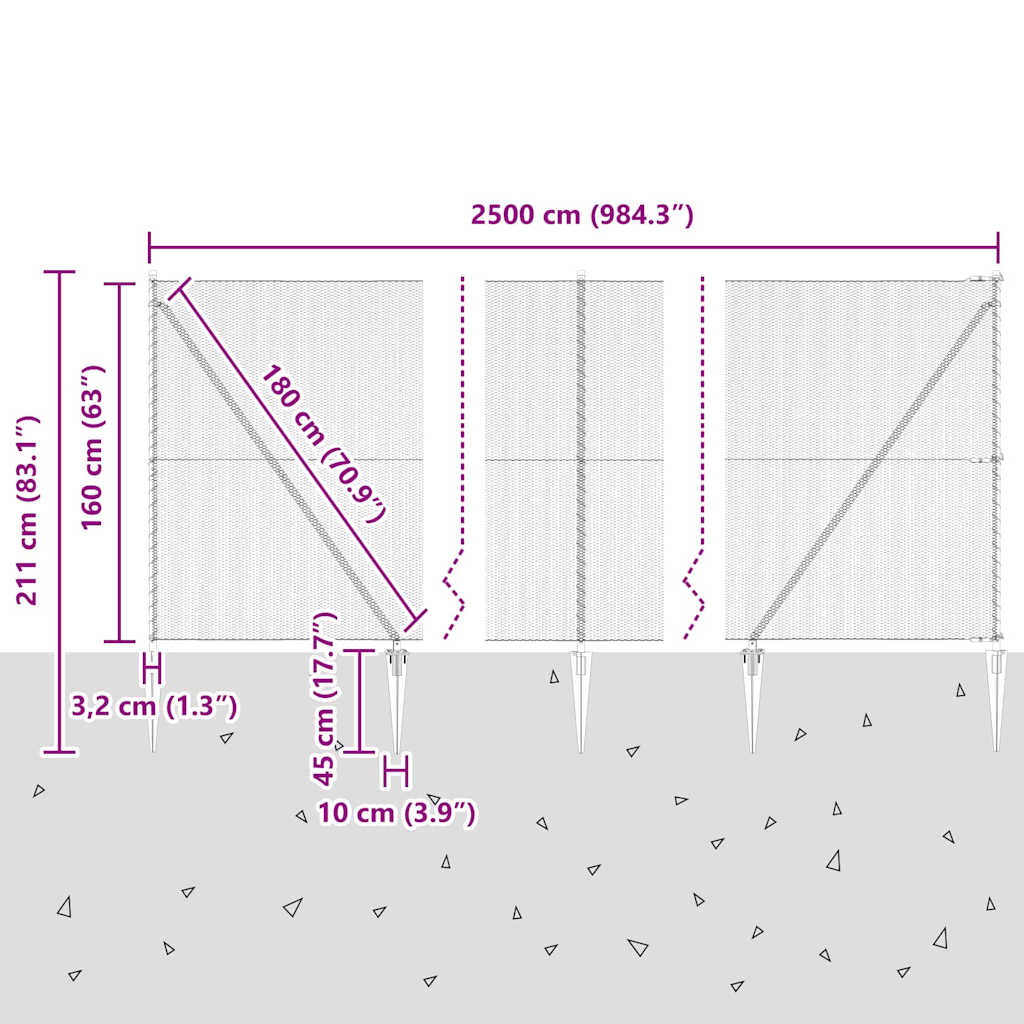 vidaXL Εξάγωνος Φράχτης Γκρι 1.6x25 μ Ατσάλι