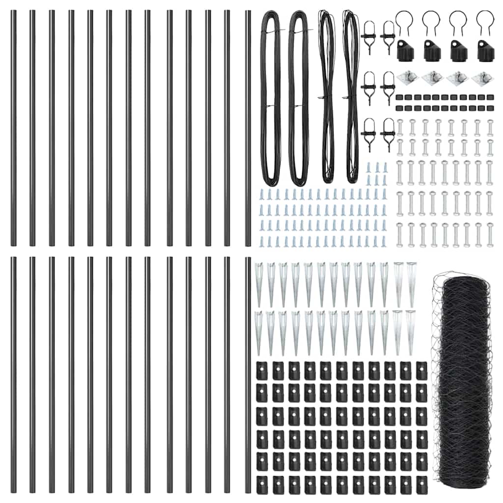 vidaXL Hexagon Fence Γκρι 0.4x50 μ Ατσάλι