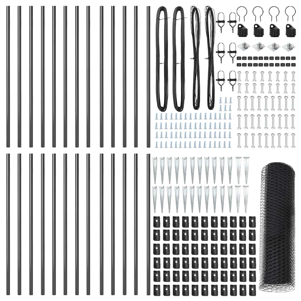 vidaXL Hexagon Fence Γκρι 0.5x50 μ Χάλυβας