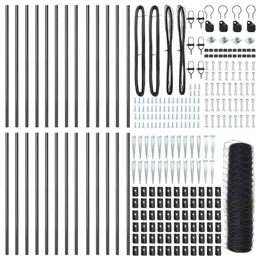 vidaXL Εξάγωνος Φράχτης Γκρι 0.6x50 μ Ατσάλι
