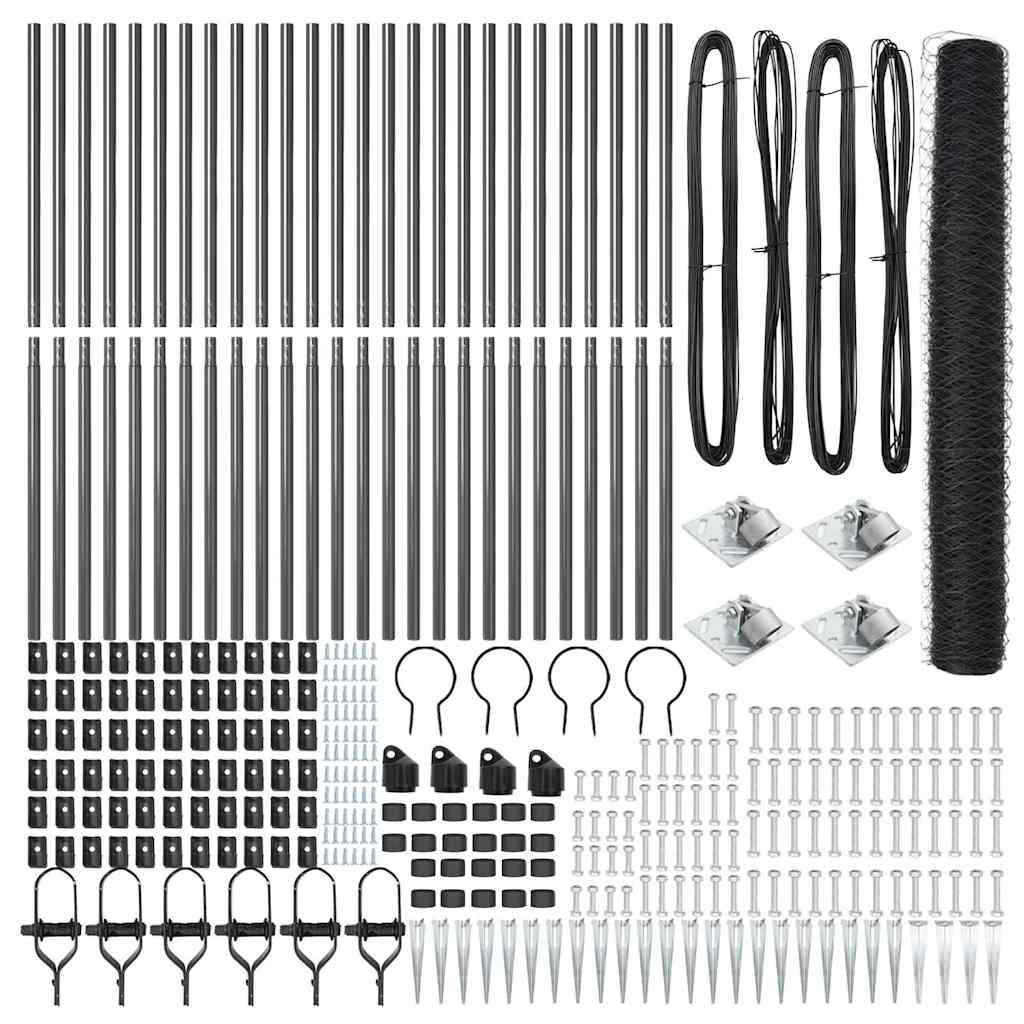 vidaXL Φράχτης Εξάγωνο Γκρι 1.4x50 μ Χάλυβας