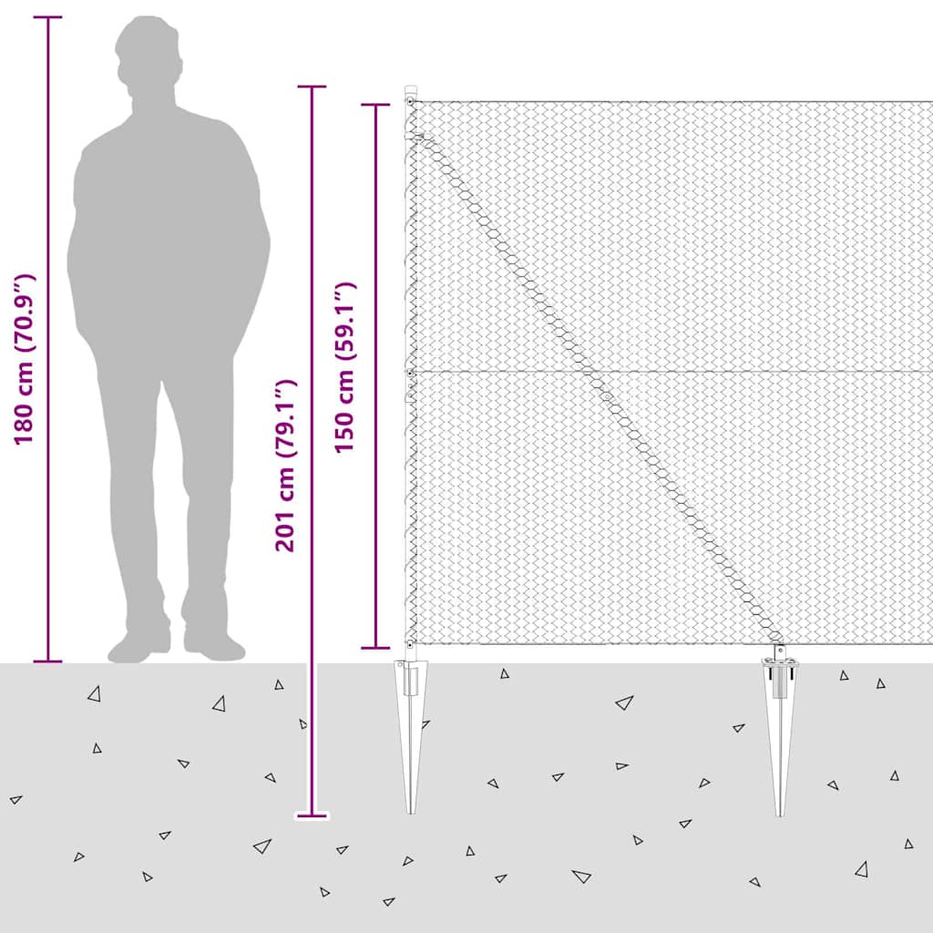 vidaXL Περίφραξη Έξιγωνο Γκρι 1.5x50 μ Ατσάλι