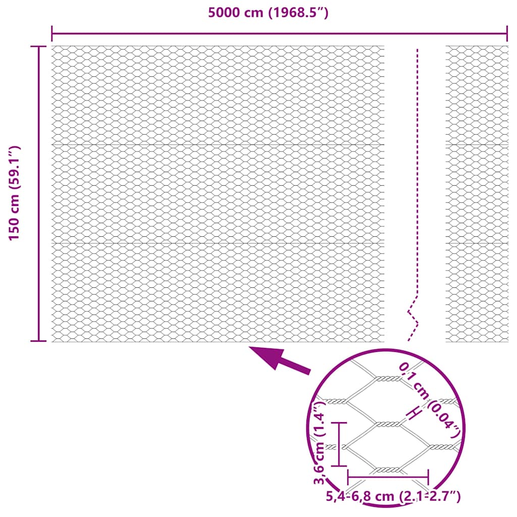 Γκρίζο Φράγμα vidaXL Εξάγωνο 1,5x50 μ Χάλυβας