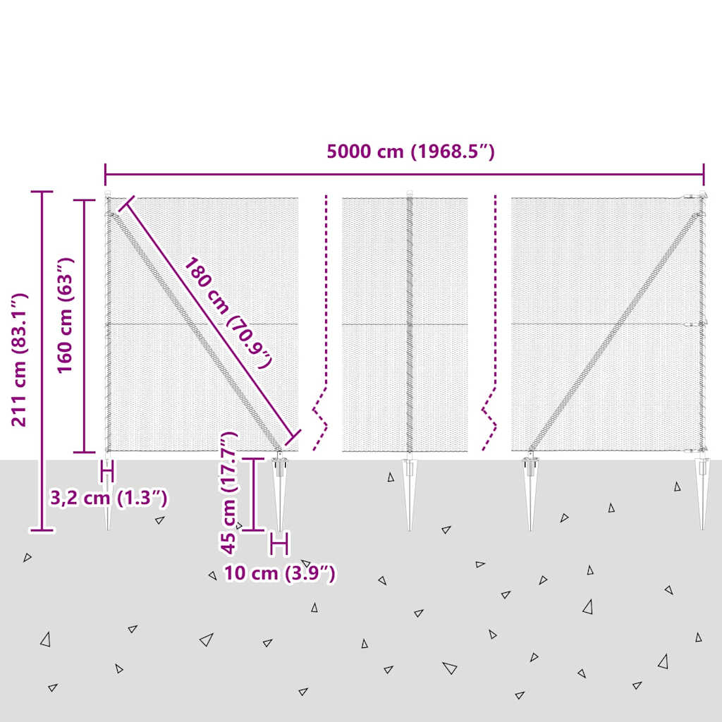 vidaXL Εξάγωνος Φράχτης Γκρι 1.6x50 μ Ατσάλι