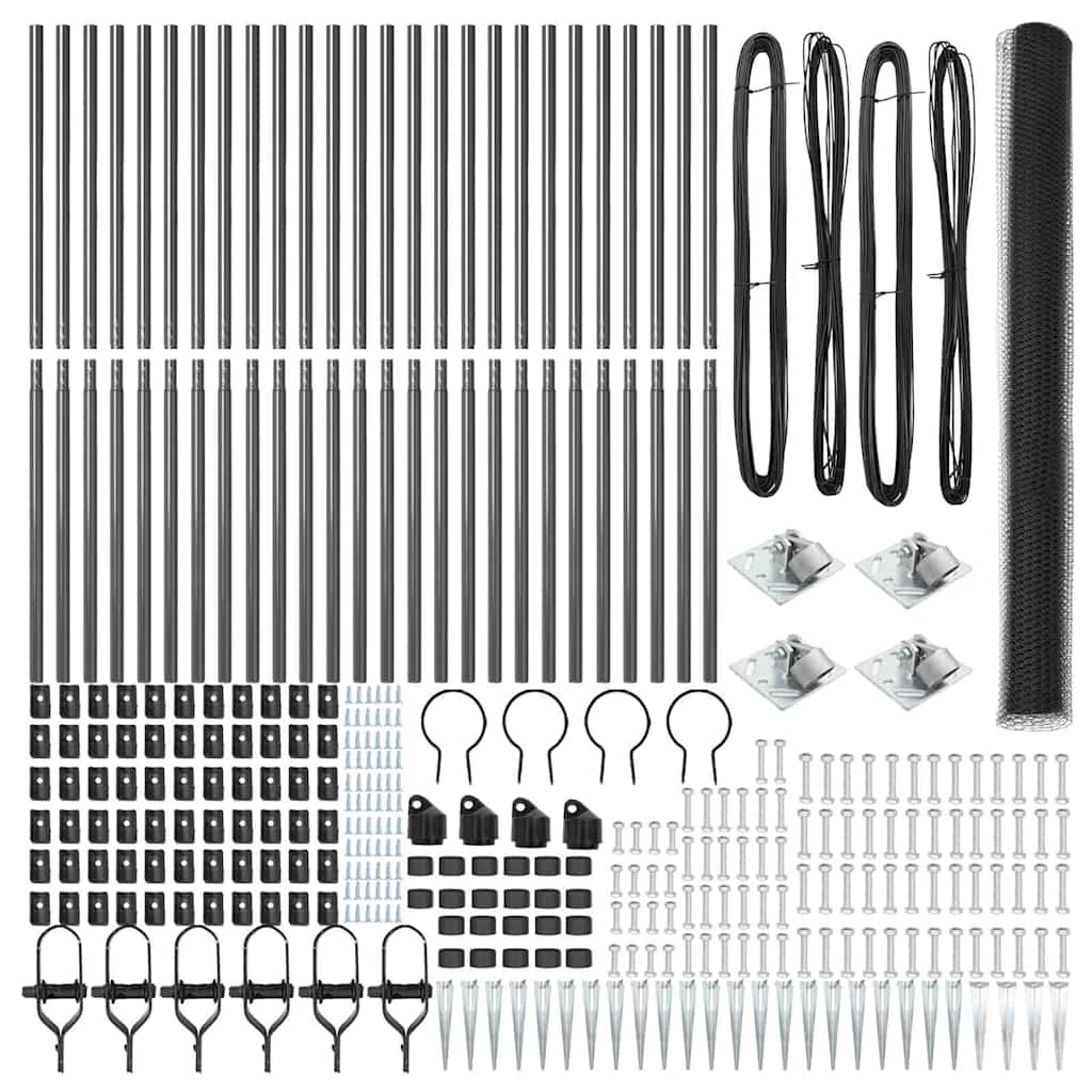 vidaXL Εξάγωνος Φράχτης Γκρι 1.6x50 μ Ατσάλι