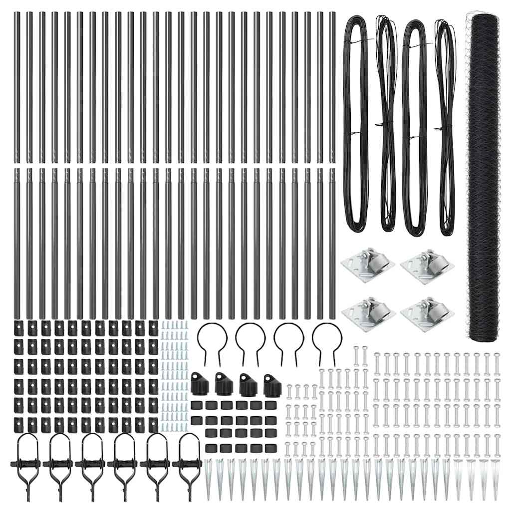Φράκτης Εξάγωνος vidaXL Γκρι 1.6x50 μ από Χάλυβα