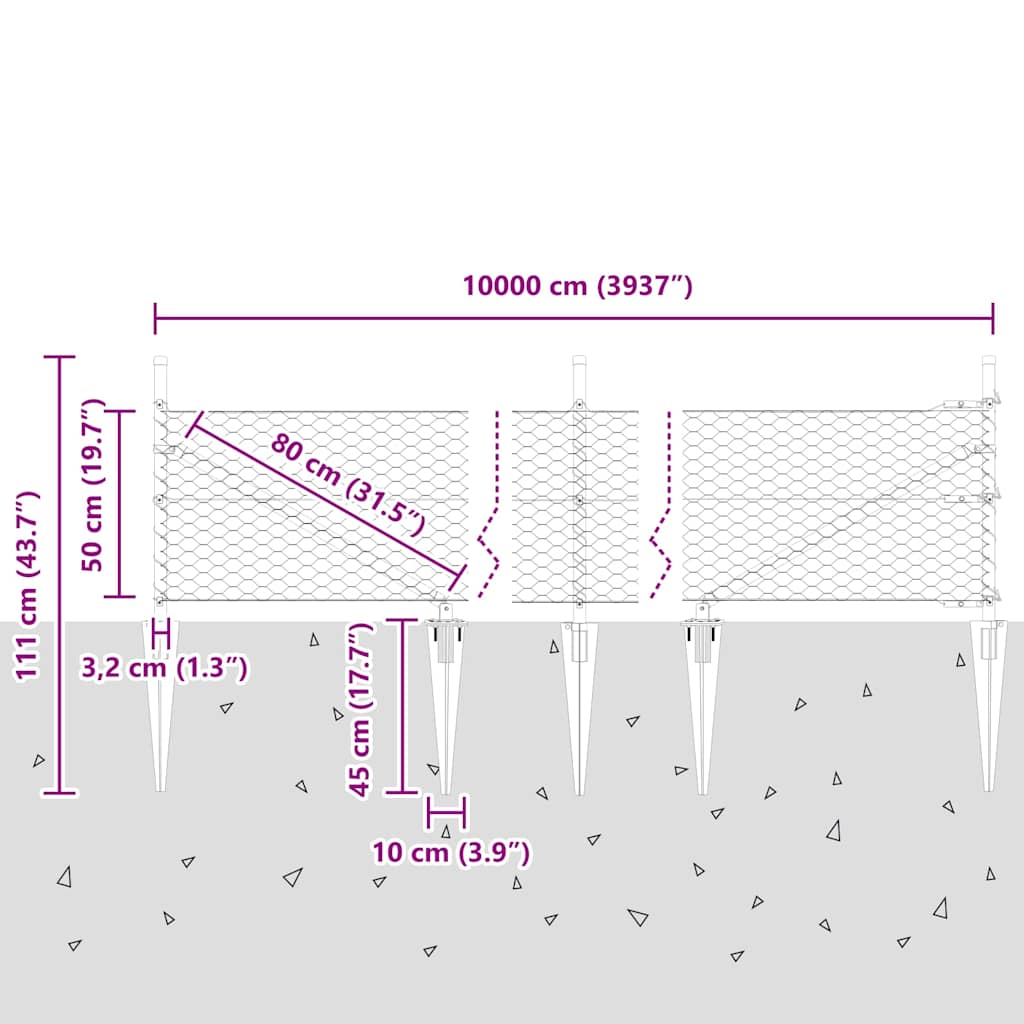 Εξωτερική Περίφραξη vidaXL Γκρι 0.5x100 μ Χάλυβας