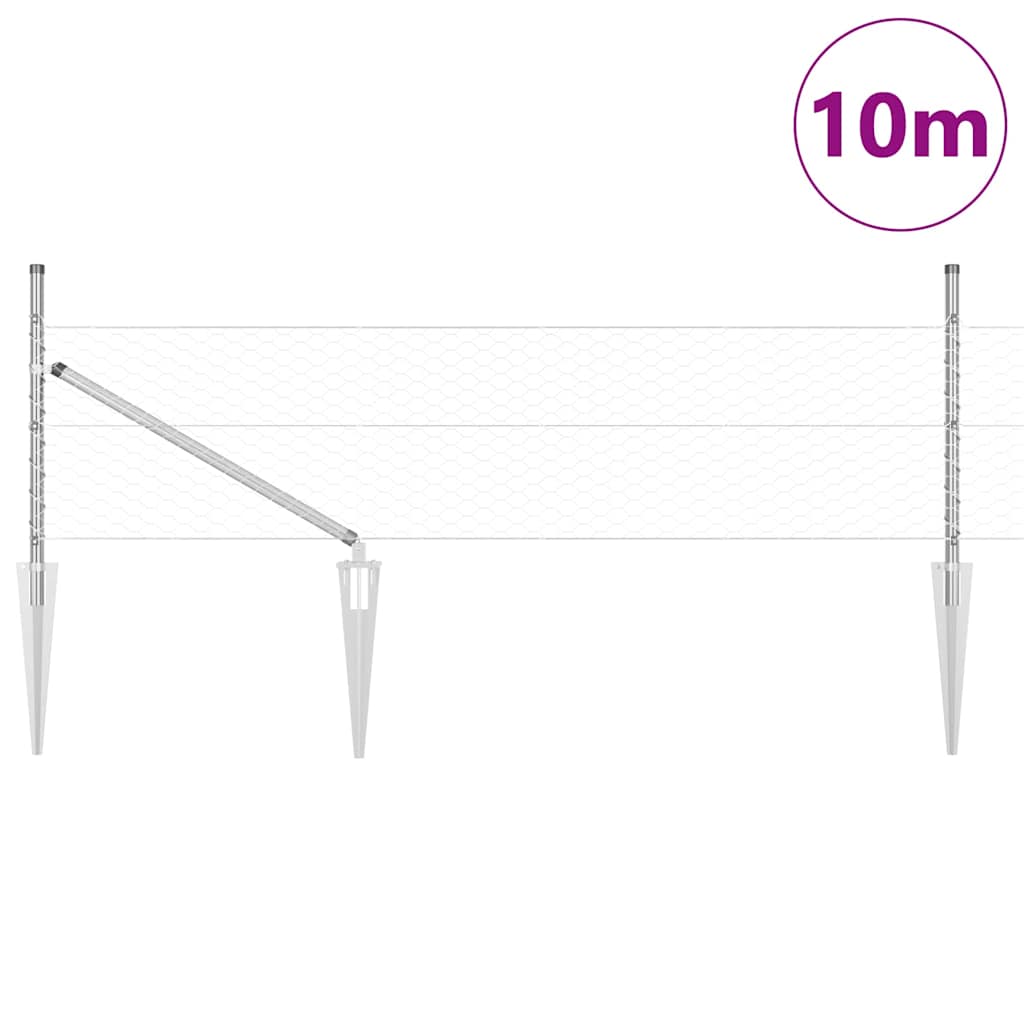 vidaXL Εξαγωνική Περίφραξη 0.4x10 μ Γαλβανισμένος Χάλυβας