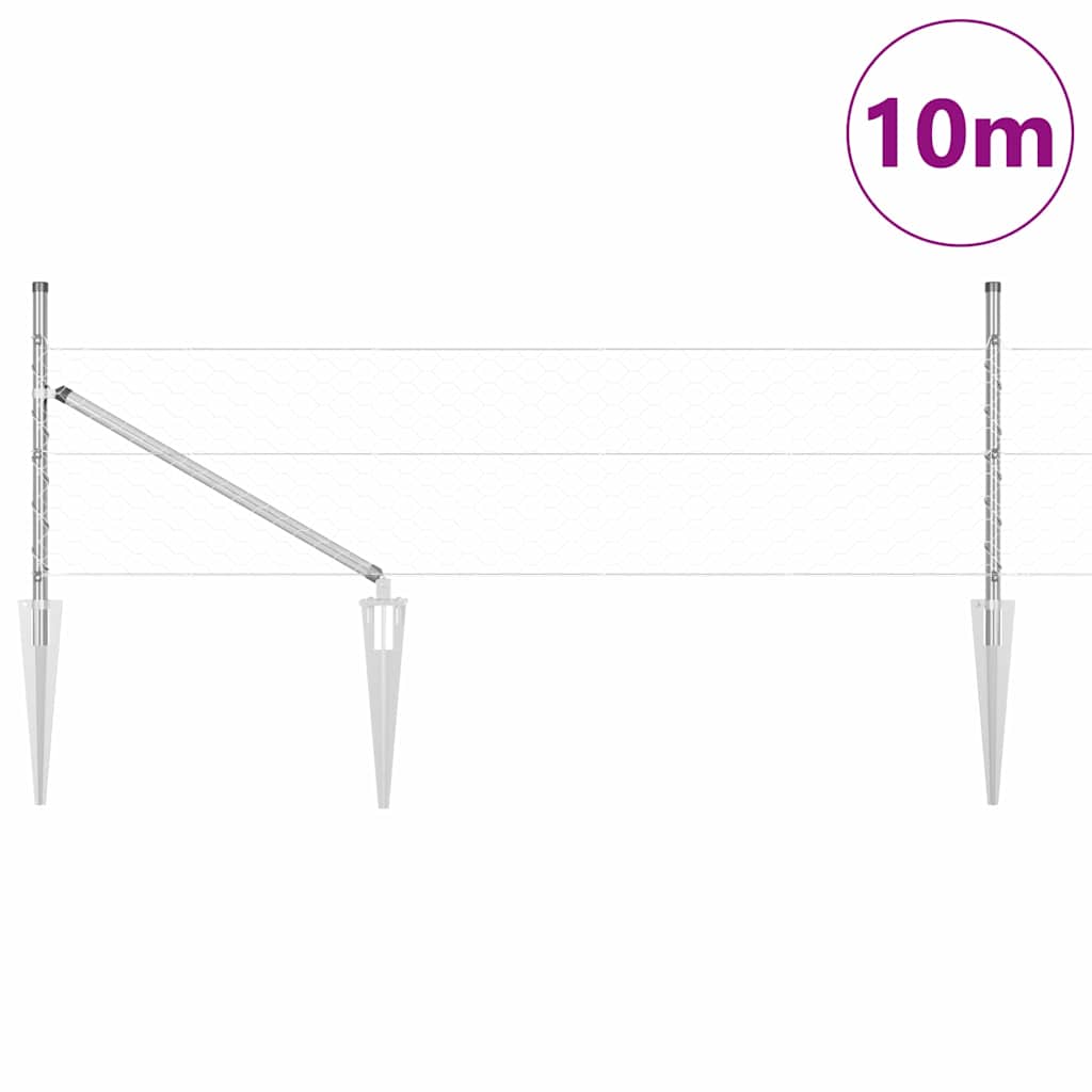 vidaXL Πολυγωνικός Φράχτης 0,5x10 m Γαλβανισμένος Χάλυβας