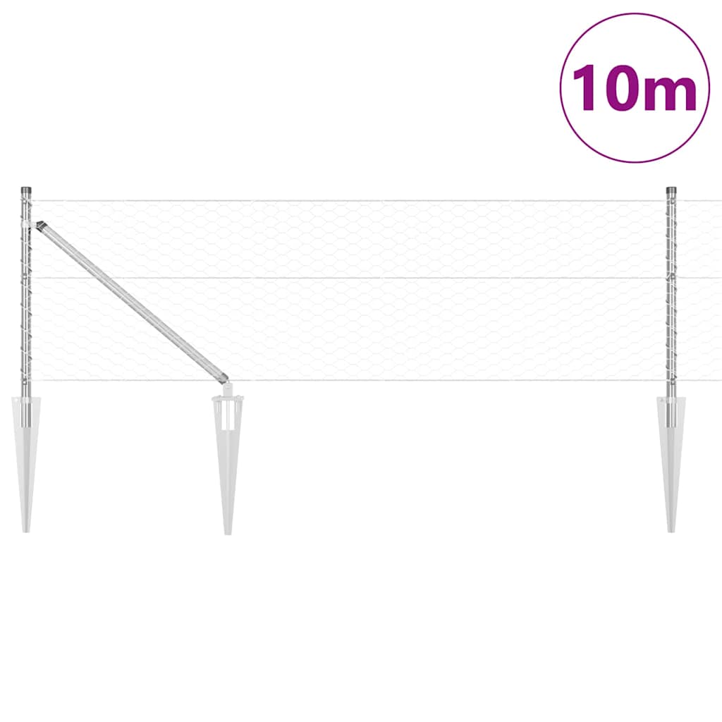 vidaXL Φράχτης με Στήλες. Ασημί 0.6 x 10 μ Ατσάλι με επικάλυψη PVC