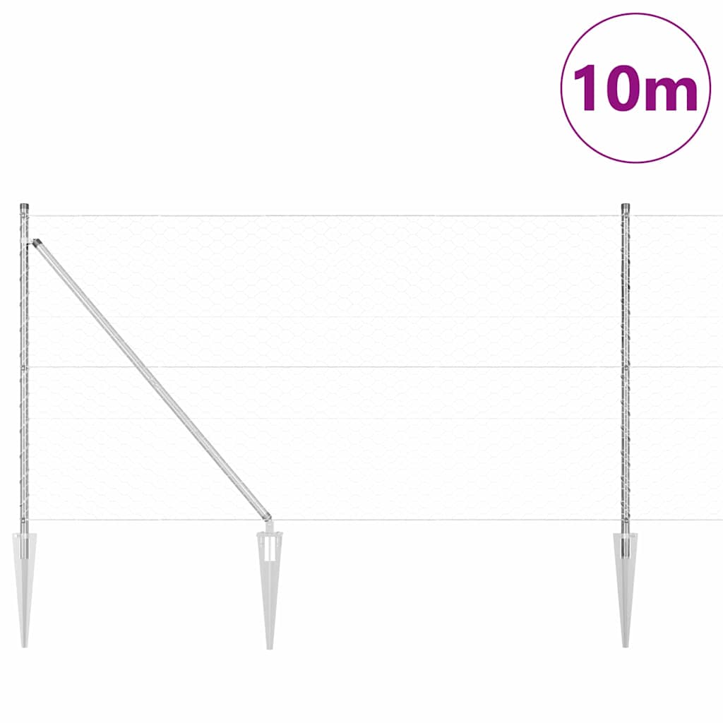 vidaXL Περίφραξη Εξαγωνικού Σχήματος 1x10 μ Γαλβανισμένος Χάλυβας