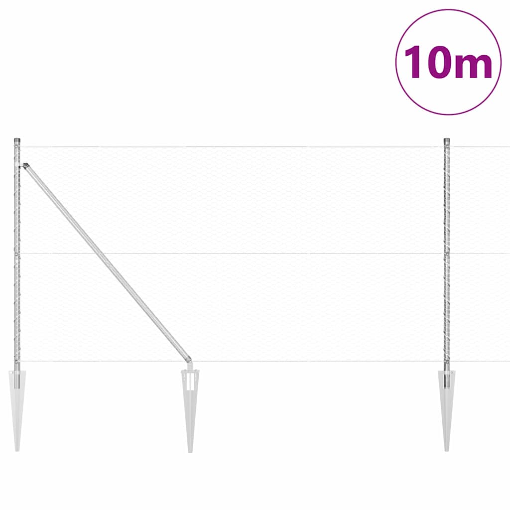 Εξάγωνος Φράχτης vidaXL 1.2x10 μ Γαλβανισμένο Ατσάλι