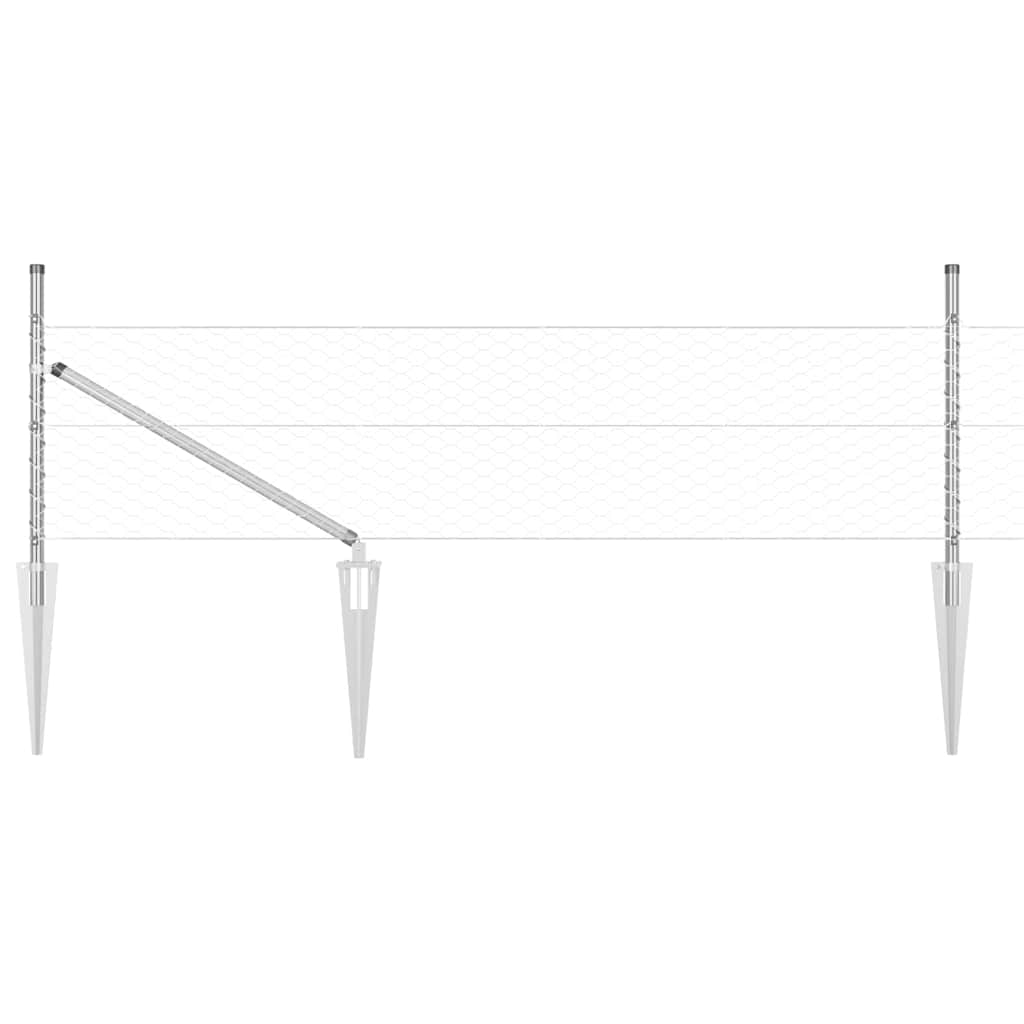 vidaXL Εξαγωνικός Φράκτης με 13 Σφήνες 0.5x25 μ. Γαλβανισμένο Ατσάλι