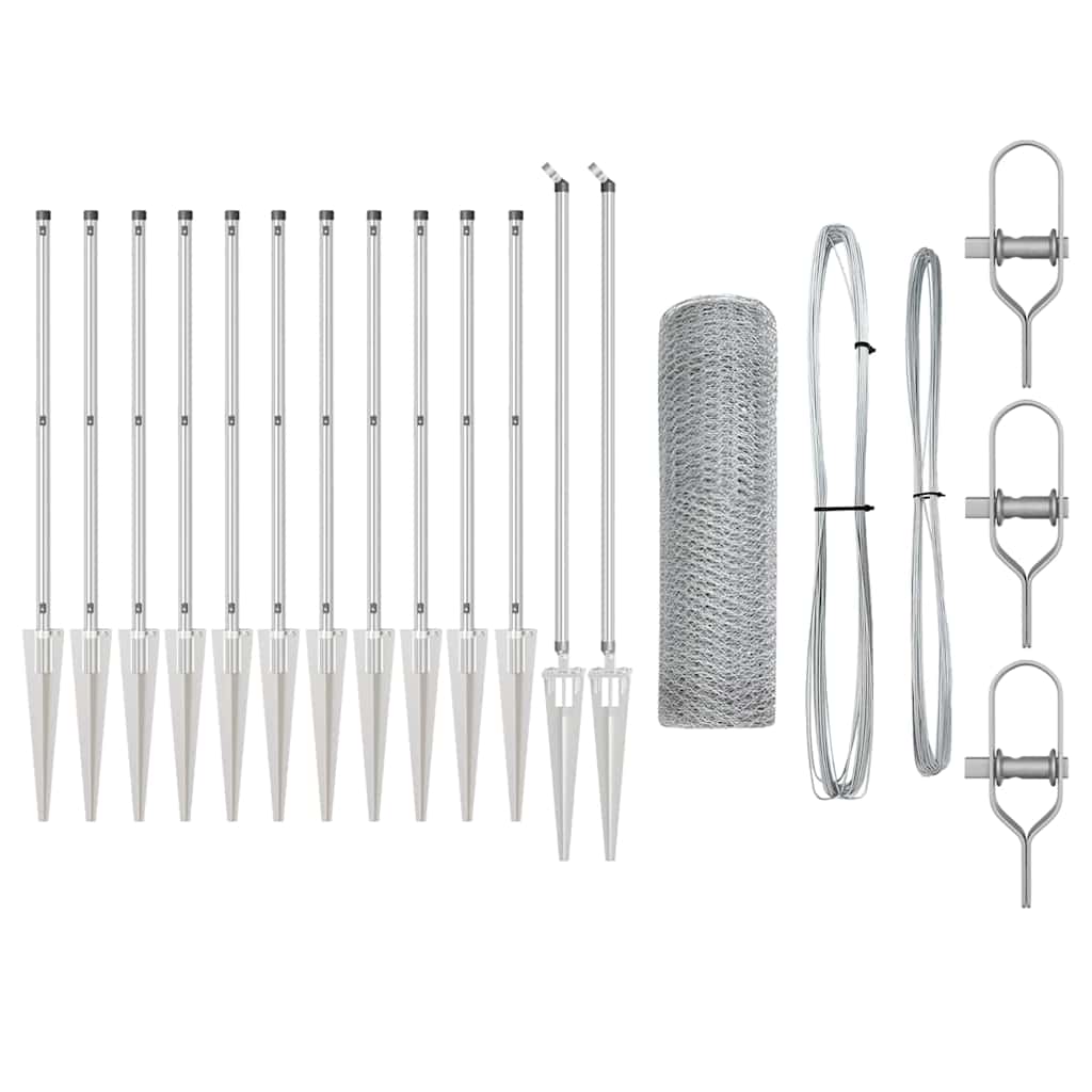 vidaXL Εξάγωνο Φράχτη 0.8x25 μ Γαλβανισμένος Χάλυβας