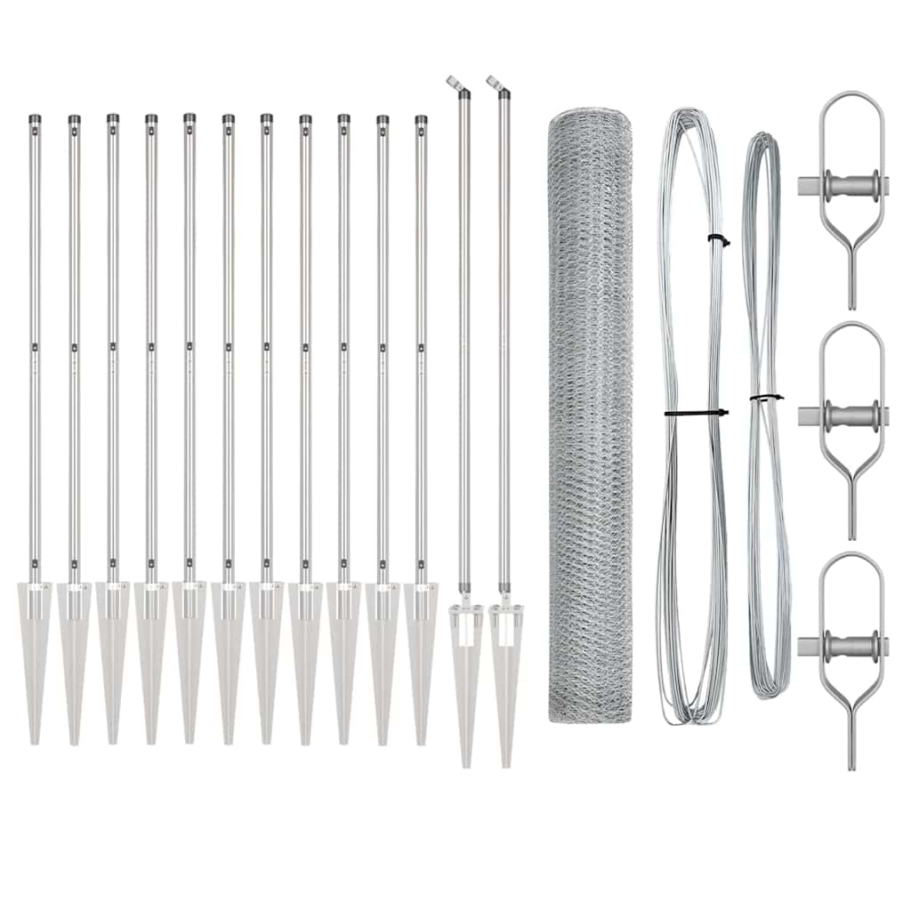 vidaXL Σέτ Φράχτη Σέτ των 2 Γαλβανισμένος Χάλυβας 25 x 1.2 μ