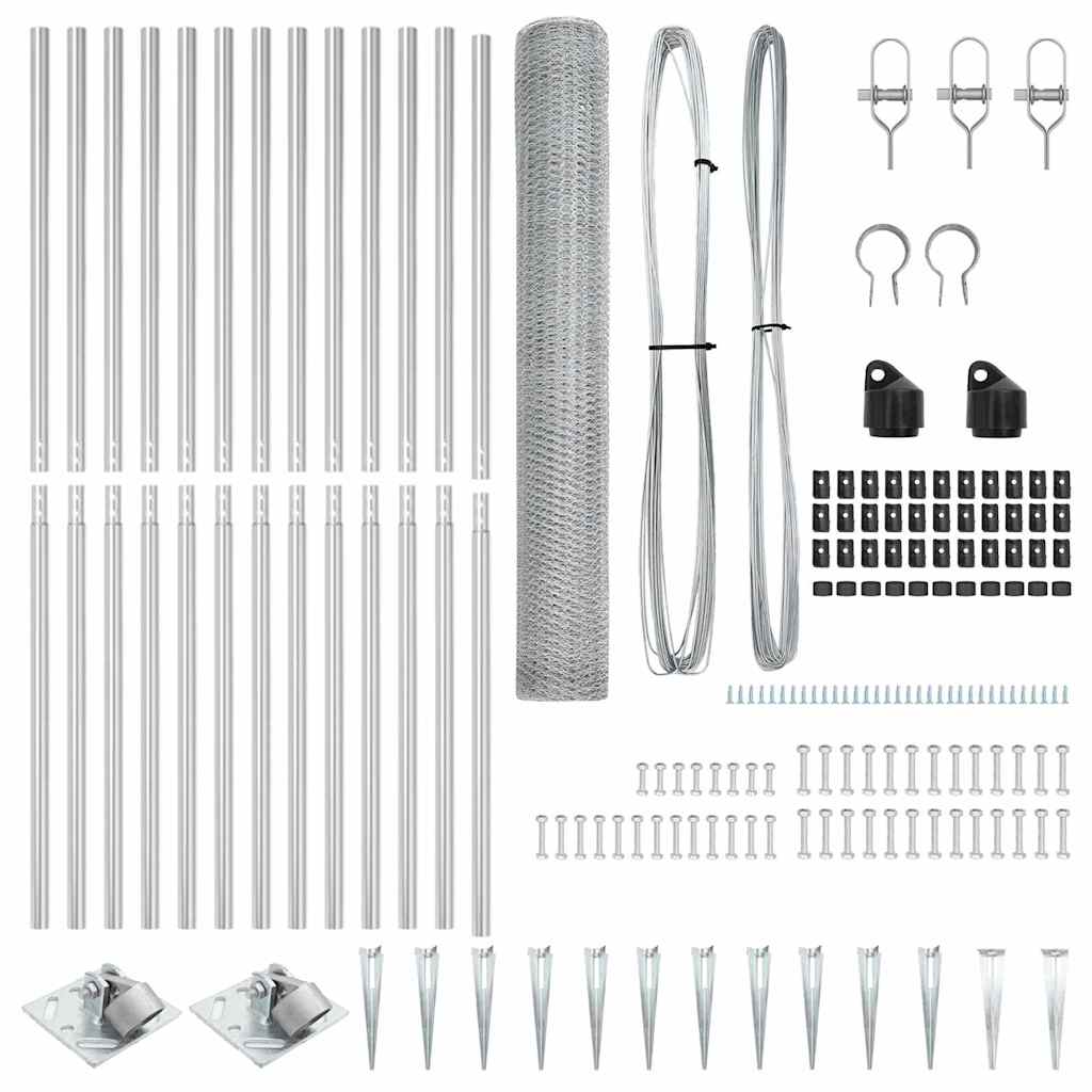 vidaXL Σέτ Φράχτη Σέτ των 2 Γαλβανισμένος Χάλυβας 25 x 1.2 μ