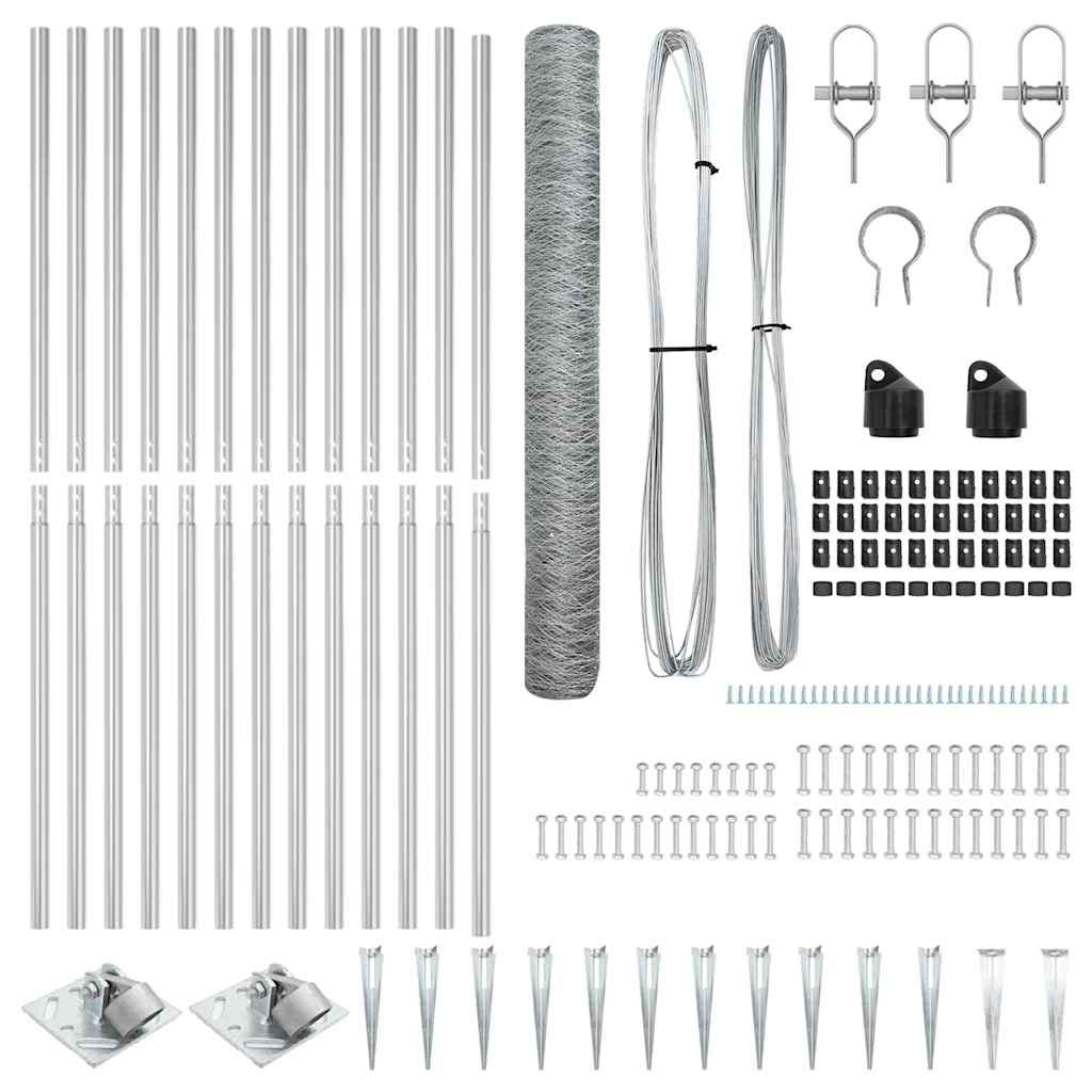 vidaXL Σετ Φράχτη Σετ 2 τεμαχίων Γαλβανισμένο ατσάλι 25 x 1.2 μ