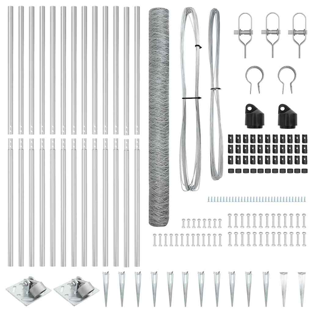 vidaXL Hexagon Fence 1.6x25 μ Γαλβανισμένος Χάλυβας