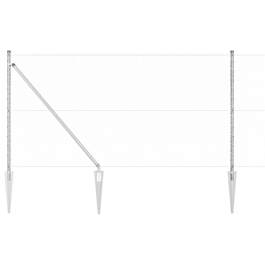 vidaXL Φράχτης με Στήλες. Ασημί 1 x 50 m Ατσάλι με επικάλυψη PVC