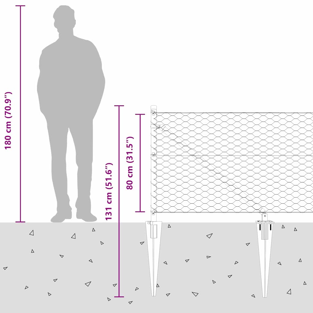 vidaXL Φράχτης Εξαγωνικού Σχήματος 0.8x100 μ Γαλβανισμένο Ατσάλι