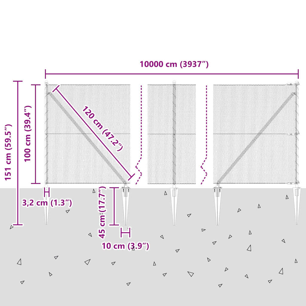 vidaXL Φράχτης Εξαγώνου 1x100 μ Γαλβανισμένος Χάλυβας
