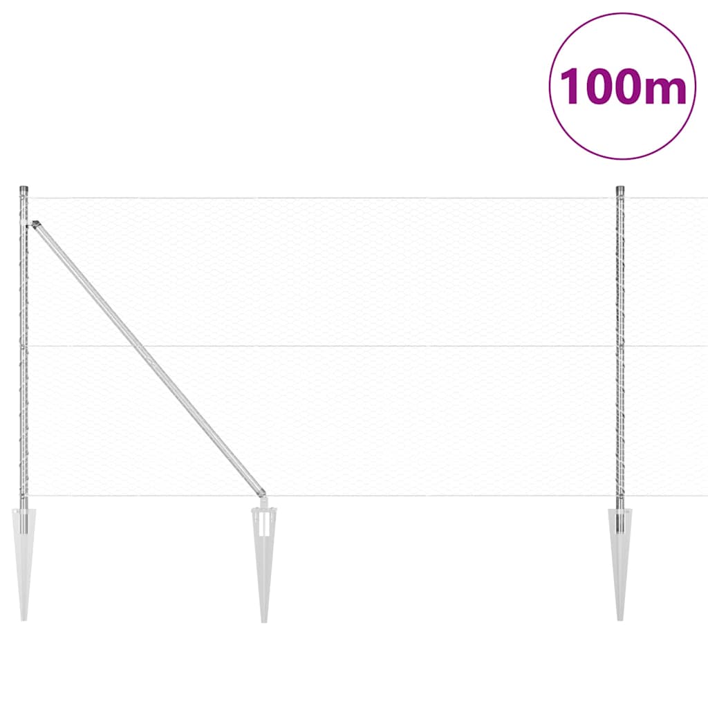 vidaXL Exágon Φράχτης 1x100 μ Γαλβανισμένος Χάλυβας