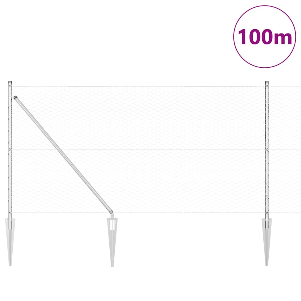 vidaXL Εξάγωνος Φράχτης 1.4x100 μ Γαλβανισμένος Χάλυβας