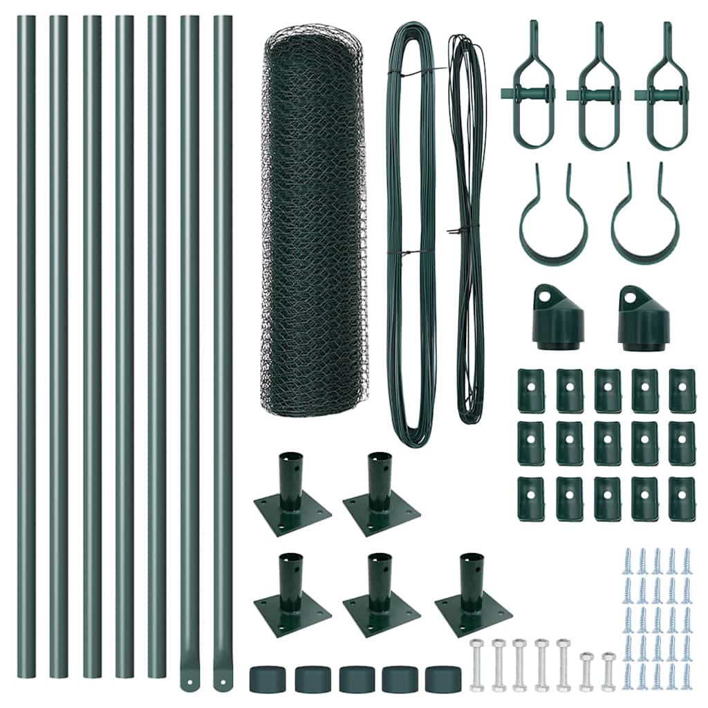 Φράχτης vidaXL Εξαγωνικός Πράσινος 0.4x10 μ Ατσάλι