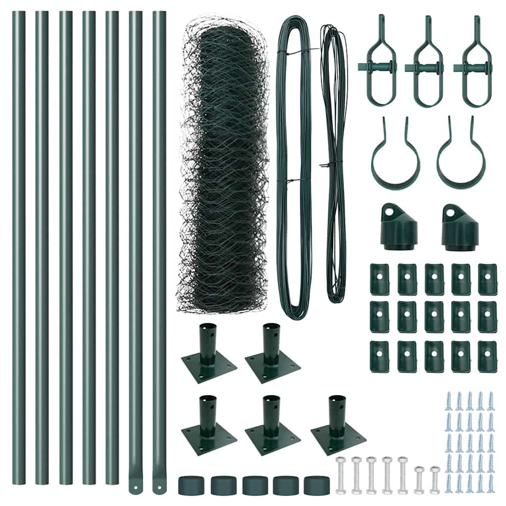 vidaXL Hexagon Fence Πράσινο 0,5x10 μ. Σίδερο