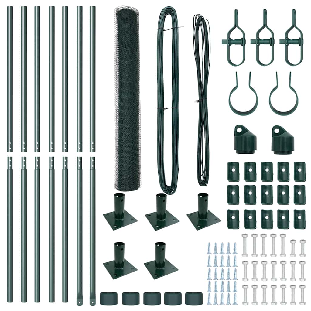 vidaXL Εξάγωνος Φράχτης Πράσινος 0.8x10 μ Χάλυβας